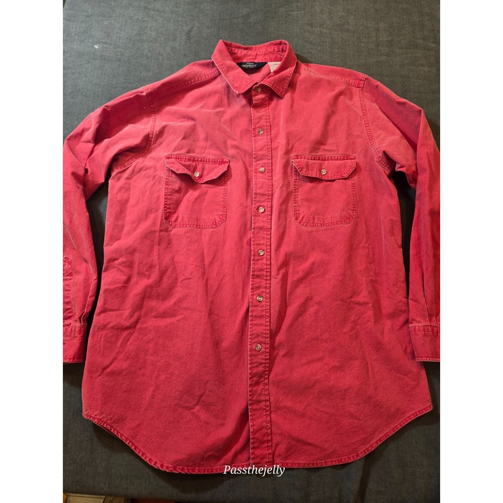 Vintage Woolrich Shirt Mens Extra Large Red Button Down Pockets Canvas Thrashed